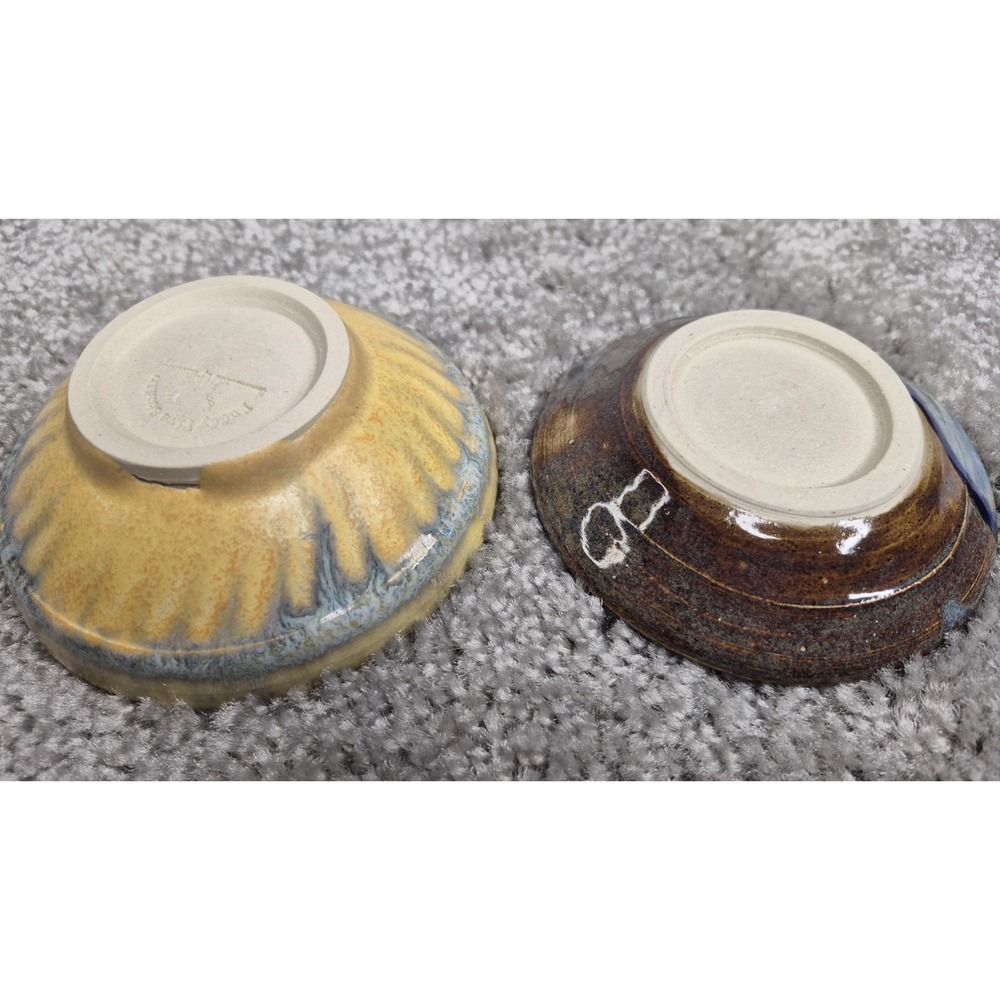 Muddy Five Studio‎ Art Pottery Bowls Stoneware Yellow Blue Brown Glazed Handmade - Picture 6 of 10